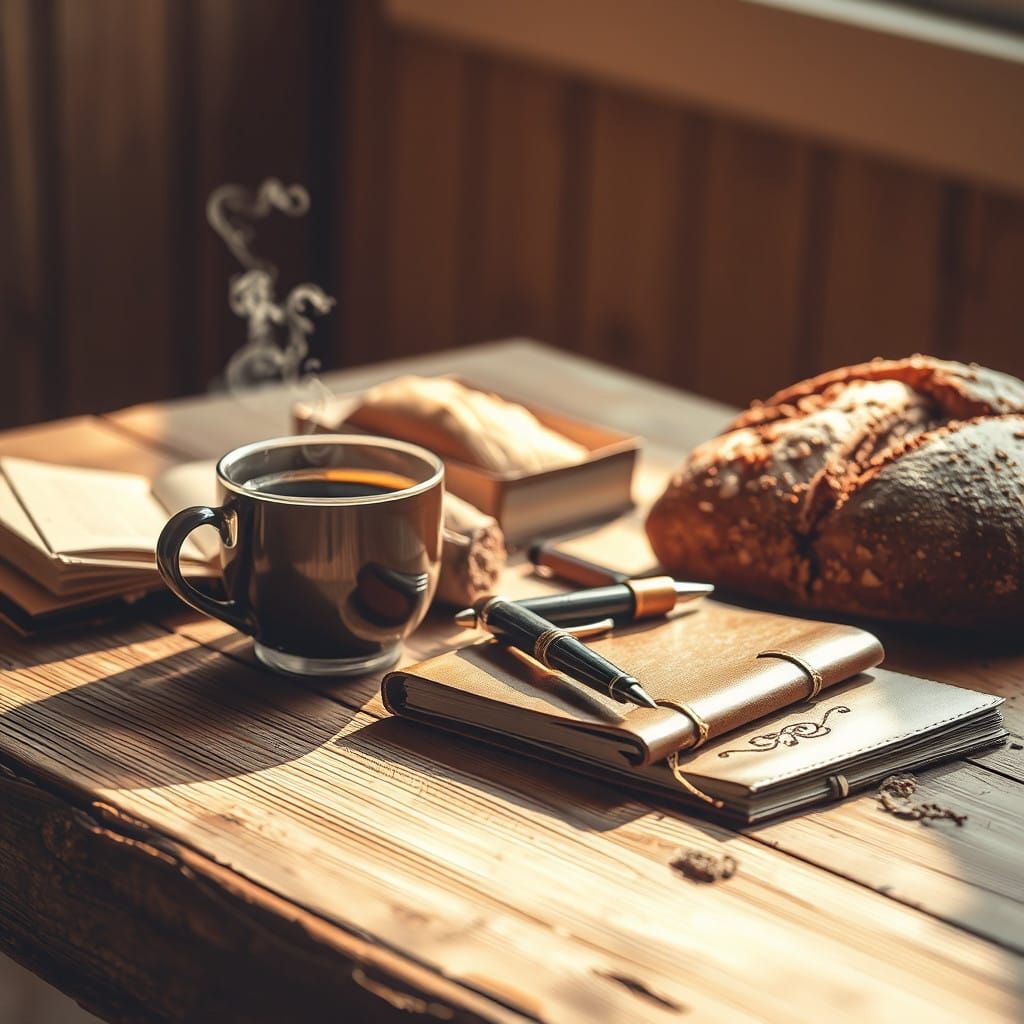 Rustic Brown Table Setting in Warm, Earthy Light