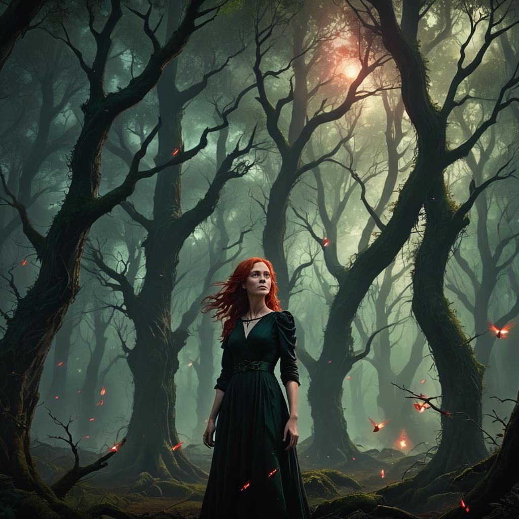 Mystical Forest Woman in Detailed Matte Painting