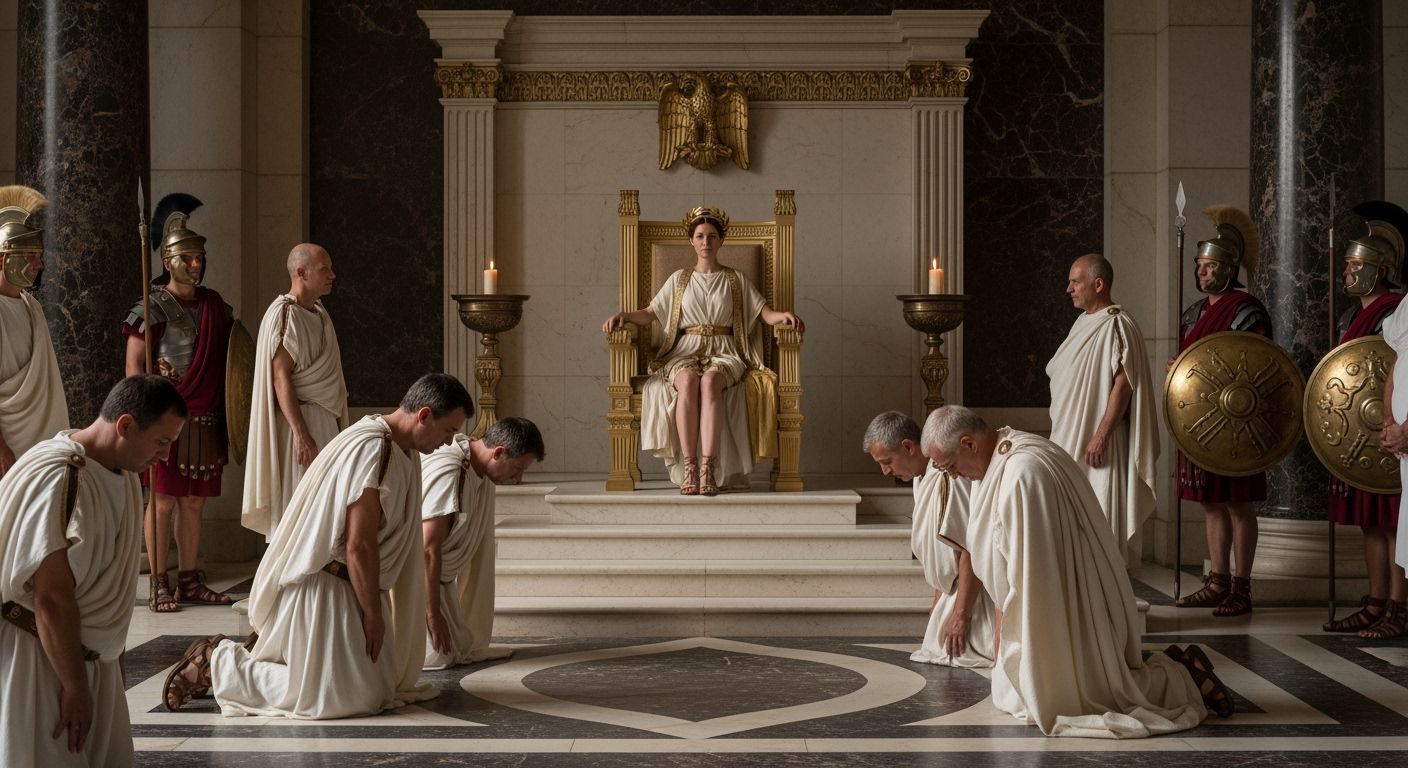 Empress Messalina on a Throne in Ancient Rome Palace