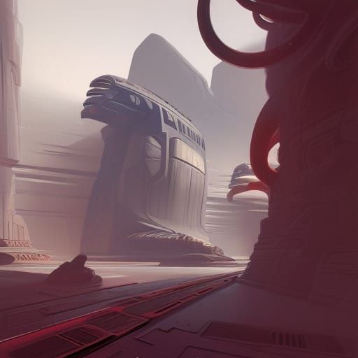 Surreal Alien Temple Architecture in Cold Palette