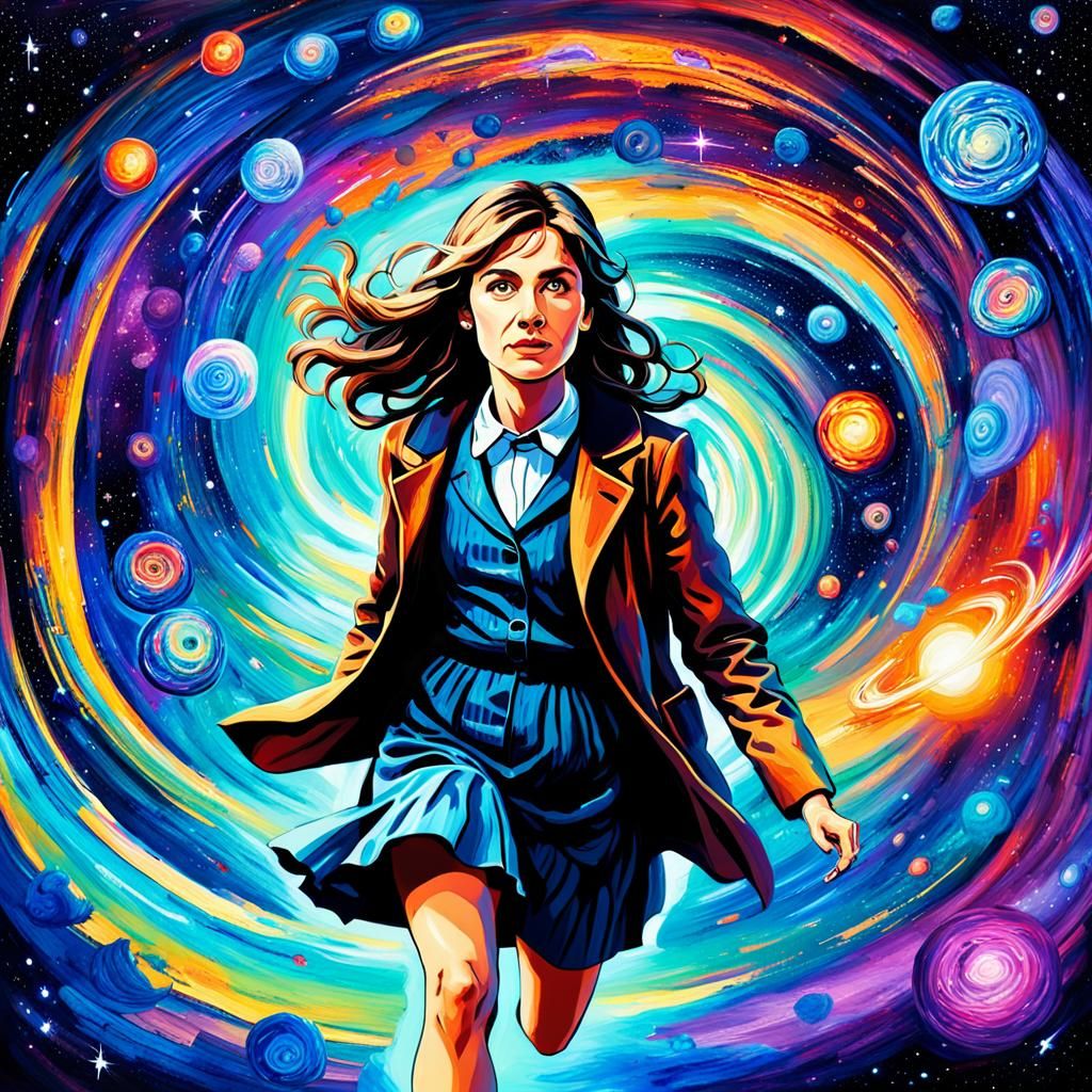 Psychedelic Doctor Who in Cosmic Nebula, Expressionist Oil P...