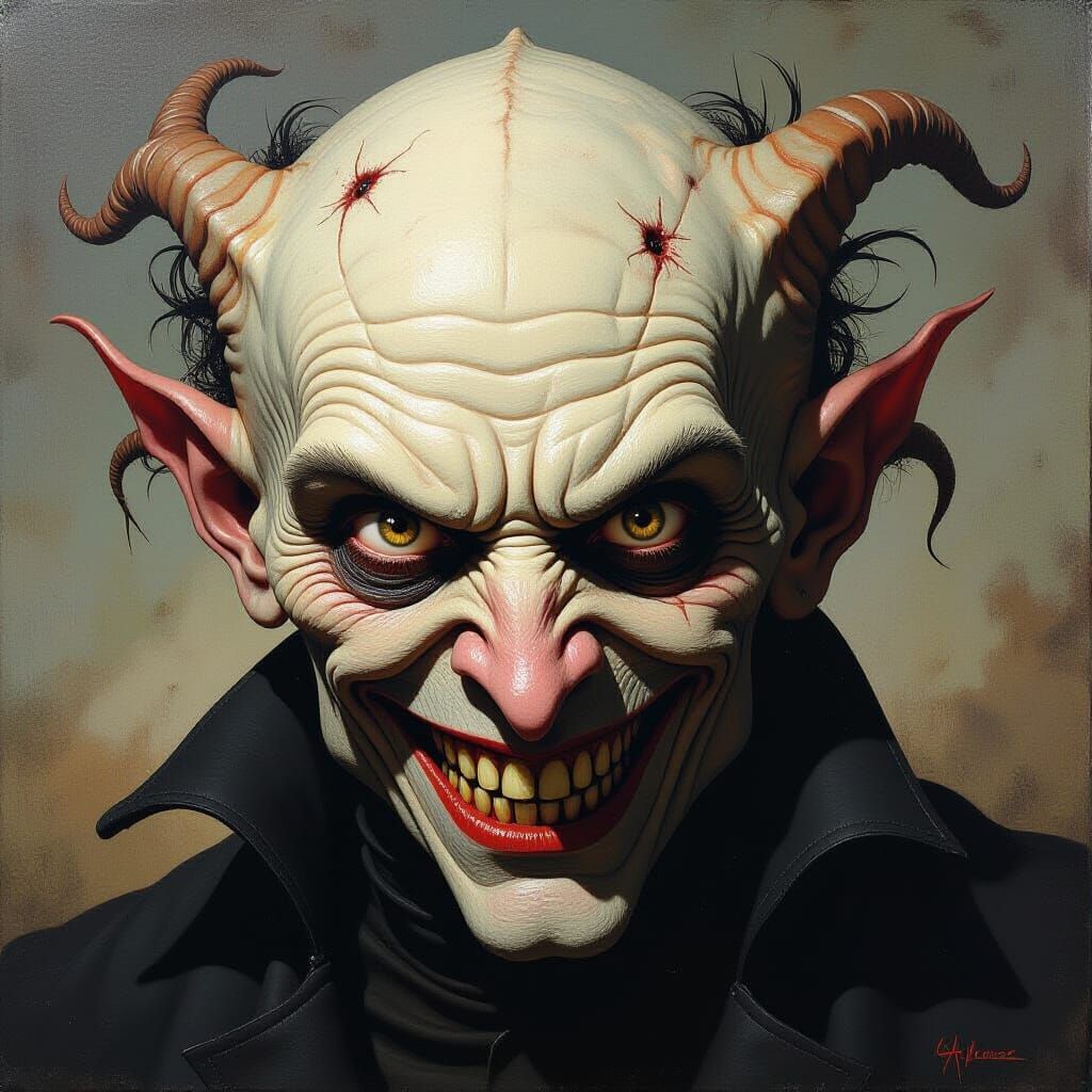 Terrifying Grotesque Creature Stares Intensely: Gothic Horro...