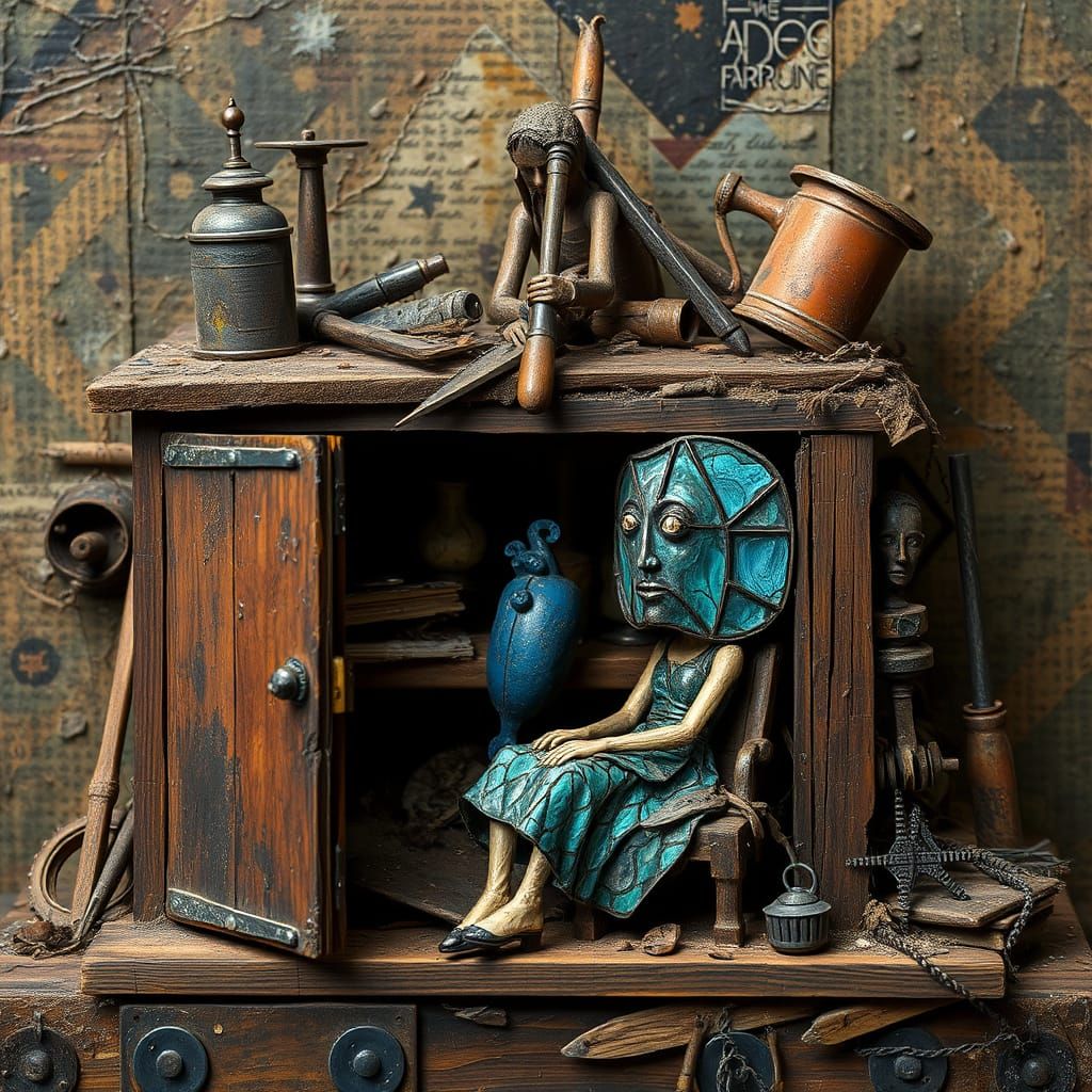 Bizarre Cubist Tool Shed in Burnt Blue Abalone and Padauk