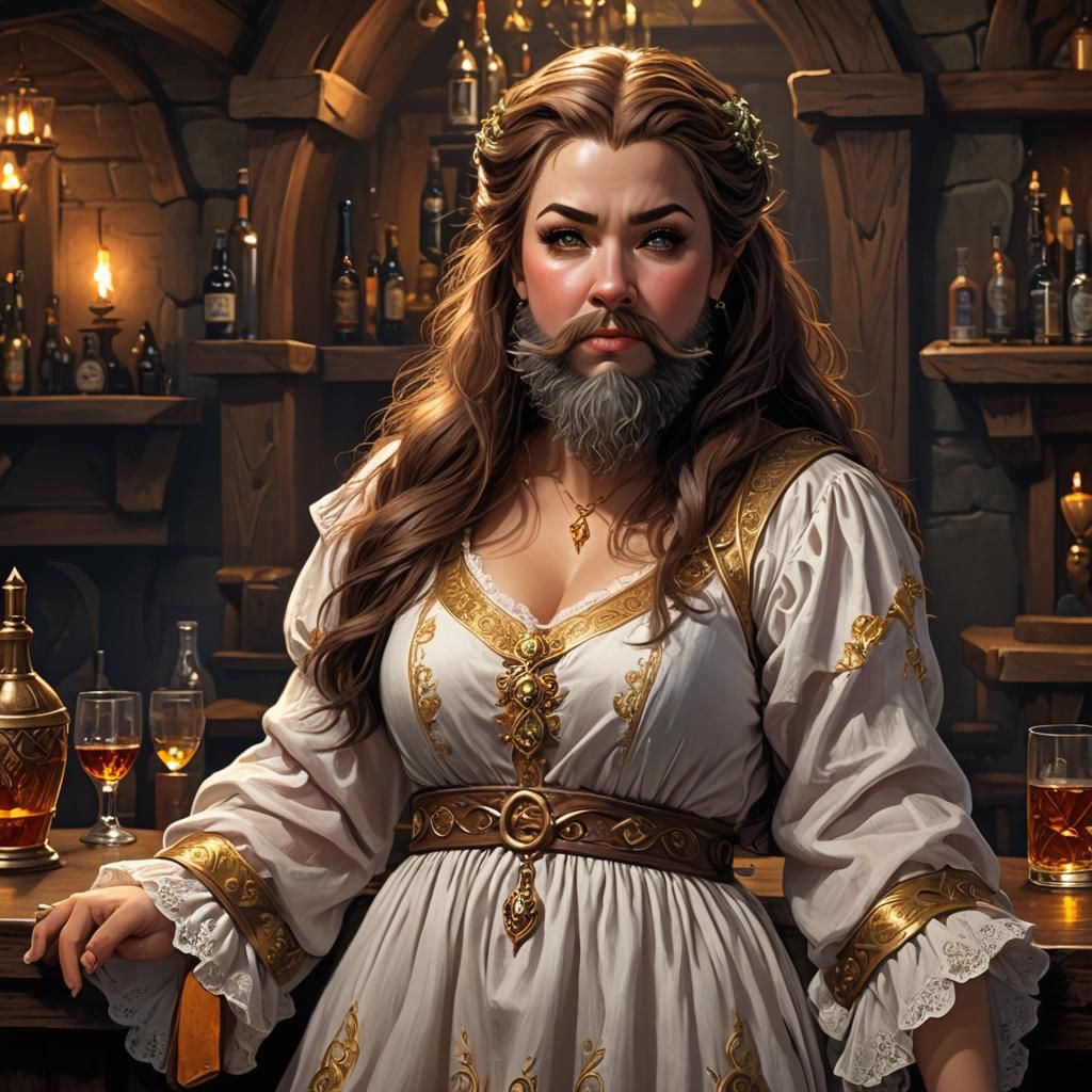 Bearded Dwarf Floozy in Dark Fantasy Style