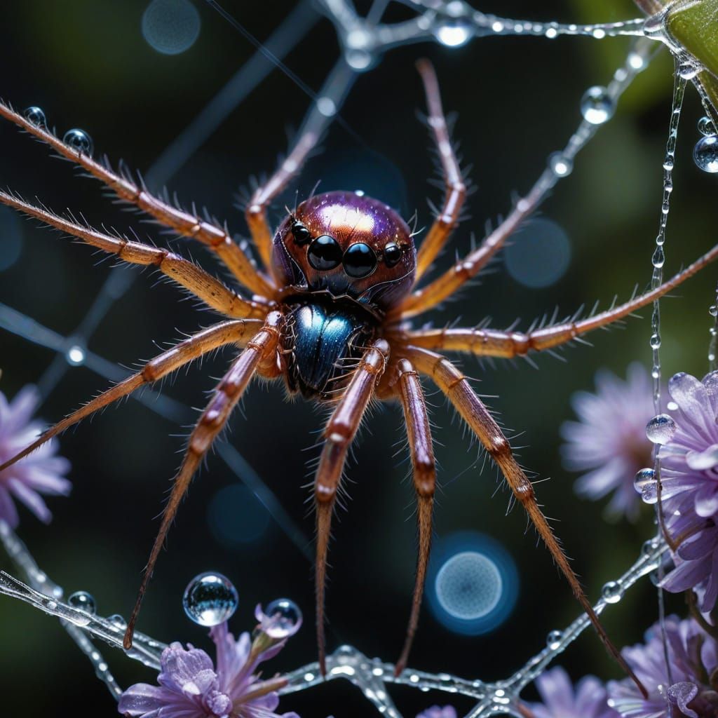 Enchanted Spider Queen in Moonlight: Fantasy Illustration