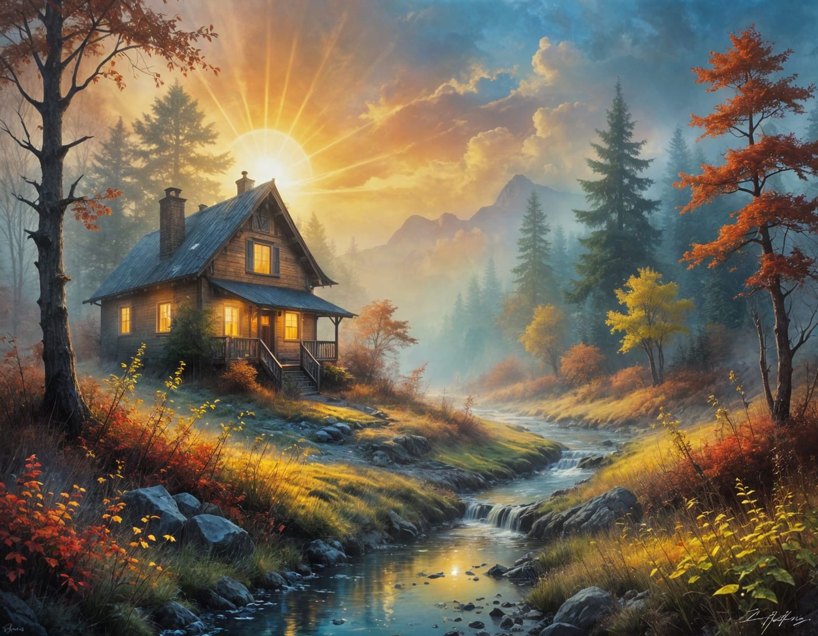 Autumn Sunrise in a Mystical Woodland