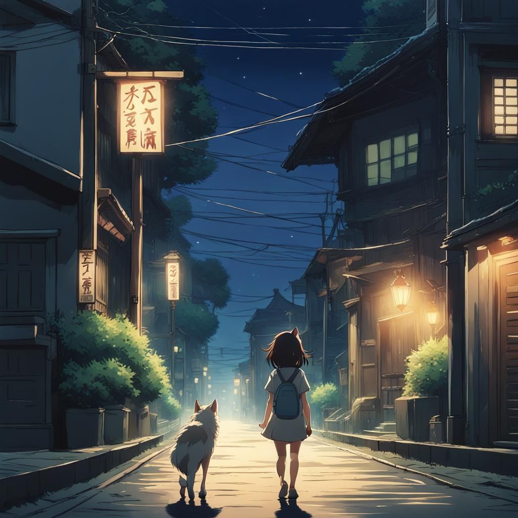 Wolf Girl Walks Dark Street: Anime Key Visual