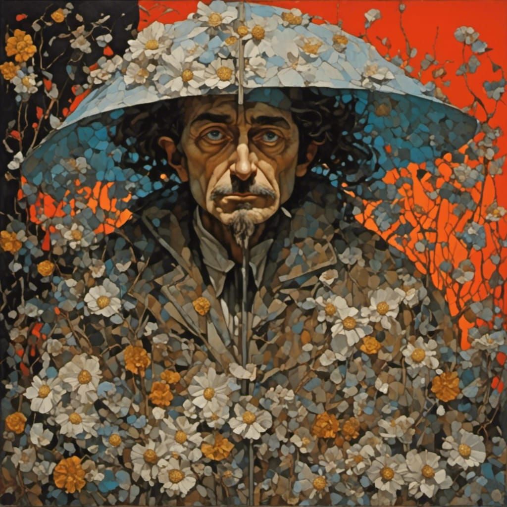 Homeless Man in Art Nouveau Style