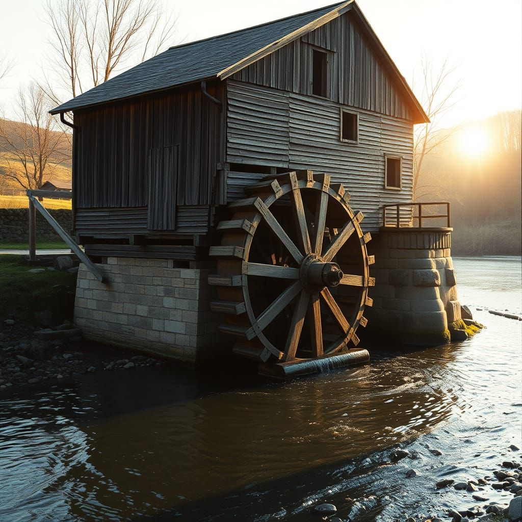 Majestic Flour Mill in Golden Afternoon Light