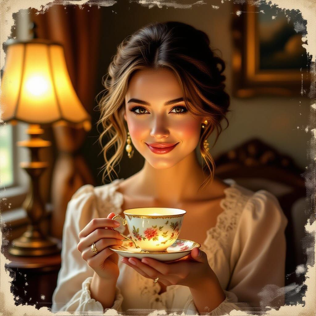 Gentle Woman in Golden Light, Photorealistic Portrait