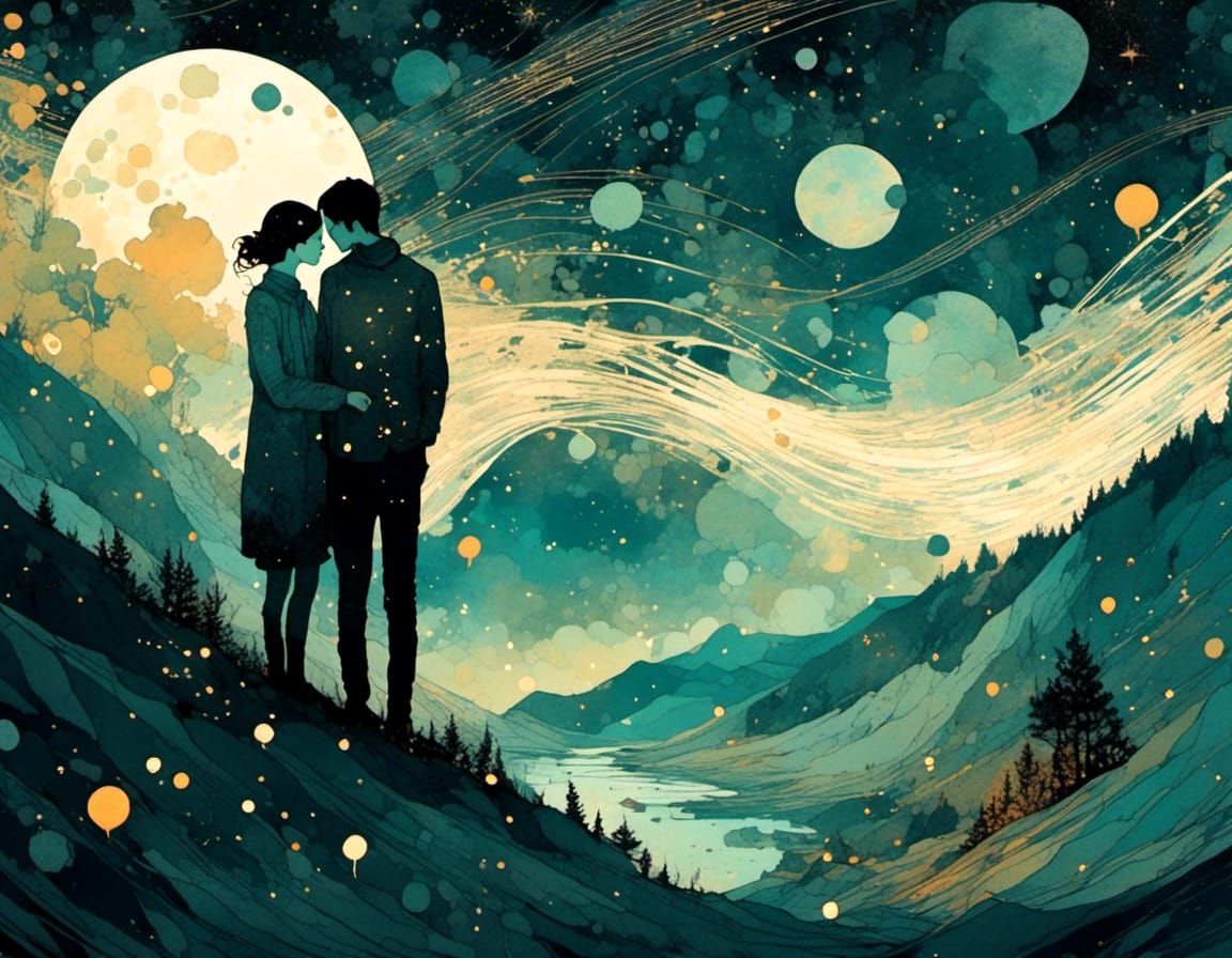 Stardust Lovers Under Starry Night Sky