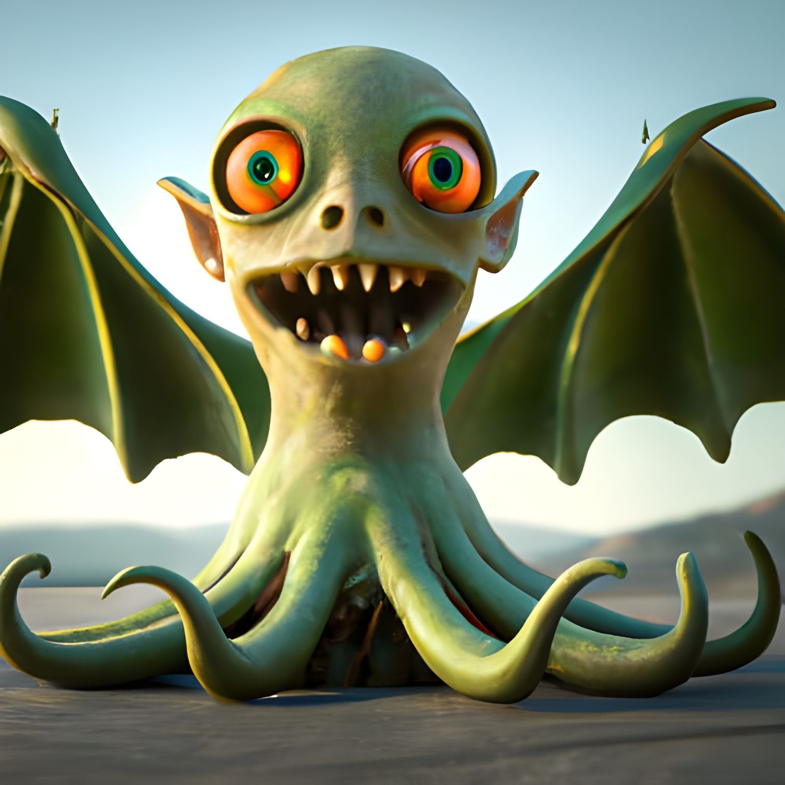 Cute Cthulhu Portrait in Claymation Style