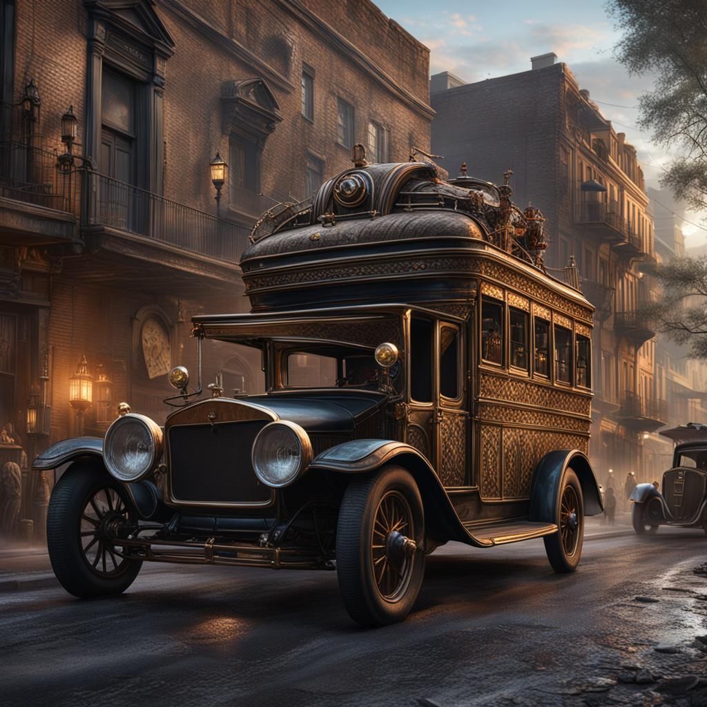 The Mummy Poses with Hearse in Savannah