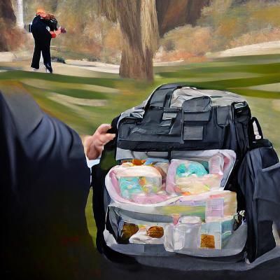 Secret Service Agent with Diaper Bag in 8K