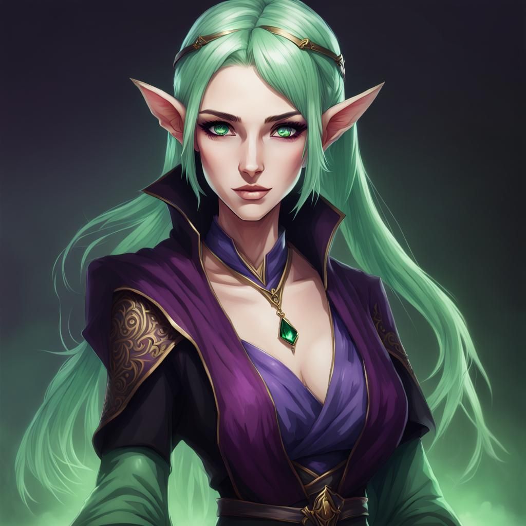 Half-Elf Alchemist in Dark Robes