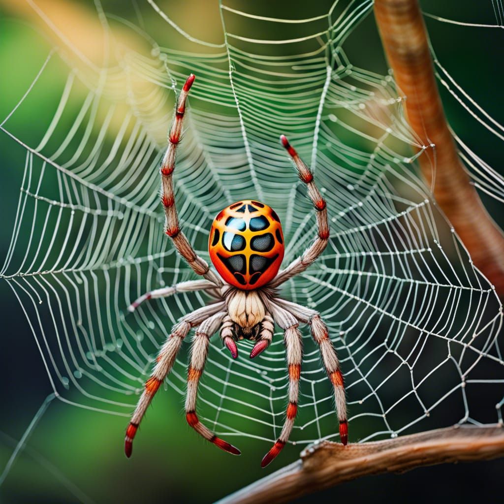 Beautiful Spider on Web Wearing Colorful Socks