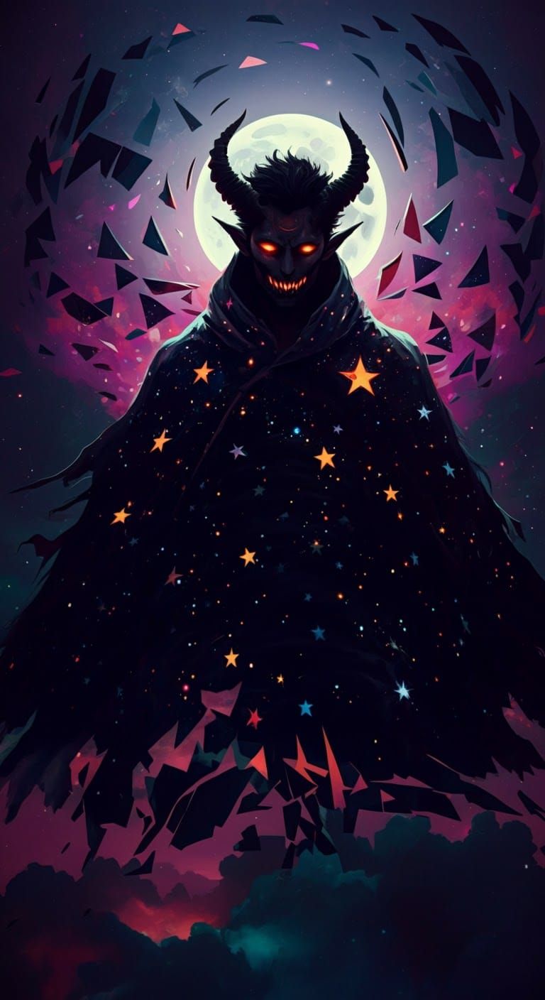 Majestic Sleep Paralysis Demon in Double-Exposure Collage