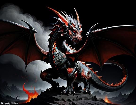 Fiery Dragon in Dynamic Fantasy Art Style