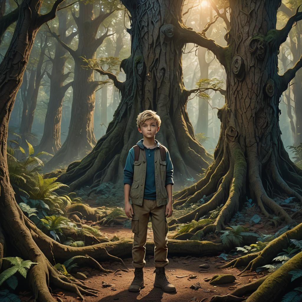 Boy in Mystical Forest Fantasy Concept Art