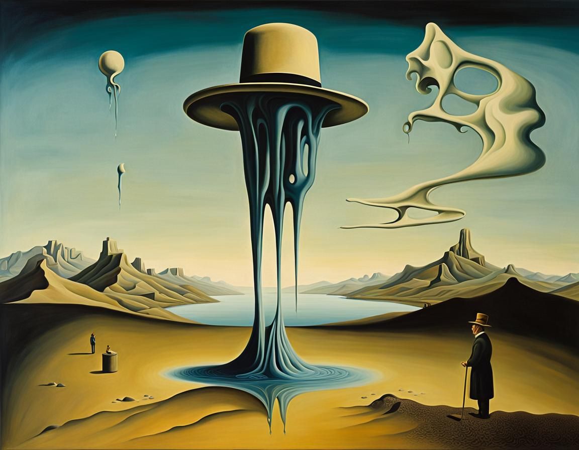 Surreal Melting Hat in Oil Painting Style
