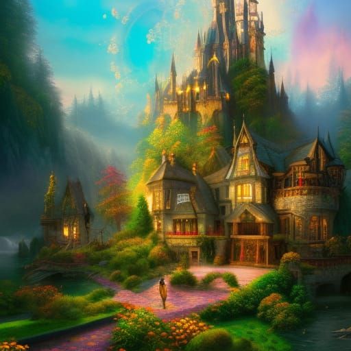 Ethereal Fantasy House in Iridescent Colors