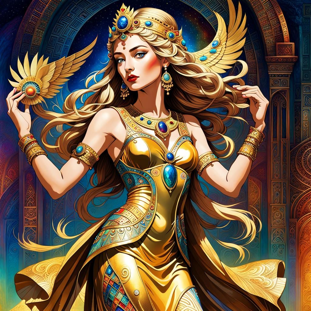 Gilded Grace: The Enchanting Tale of Princess Aruru in the Ancient Sumerian Palace