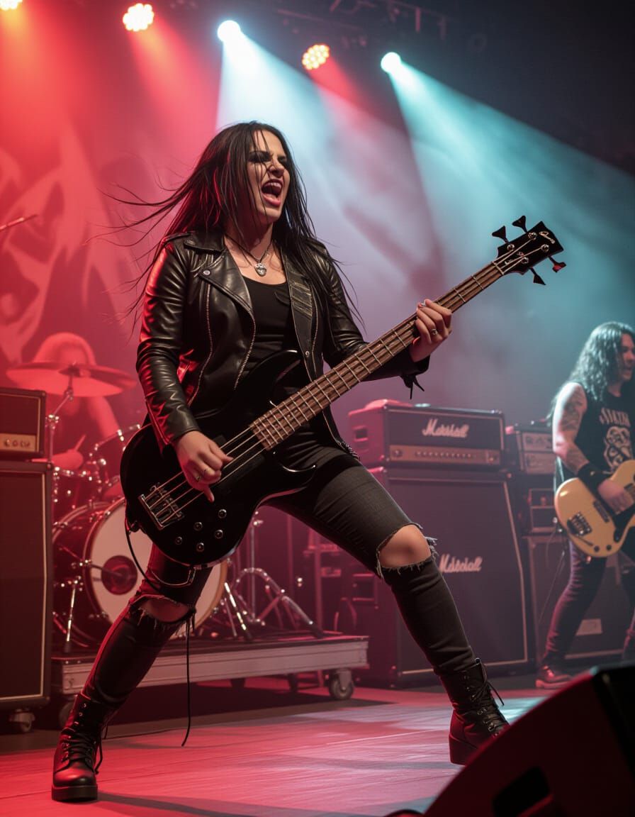 Female Death Metal Singer Roars on Stage in Brazil