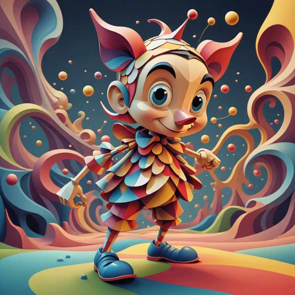 Abstract Pinocchio Vector Fractal Art