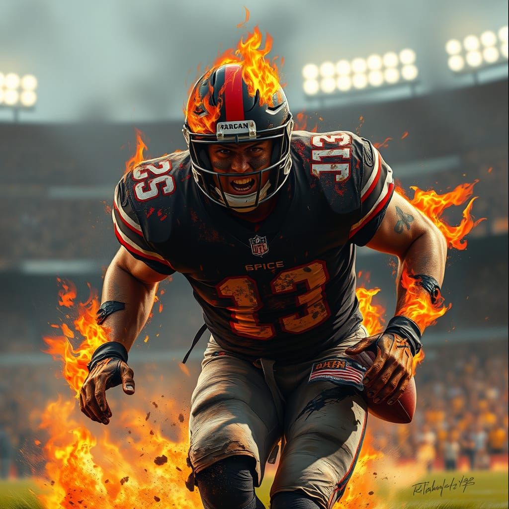Soccer Player Runs Towards You in Fiery Inferno