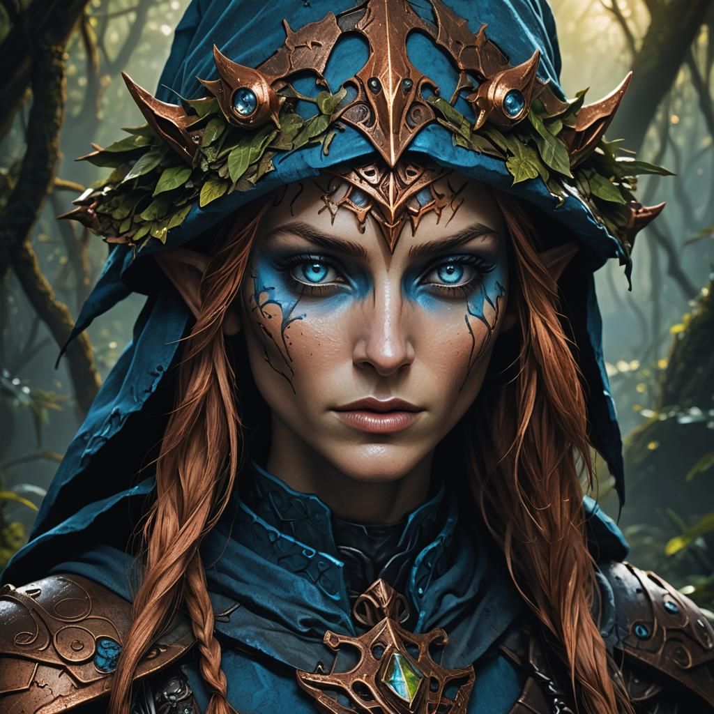 Evil Elf Servant in Mystical Swamp: Dark Fantasy Art