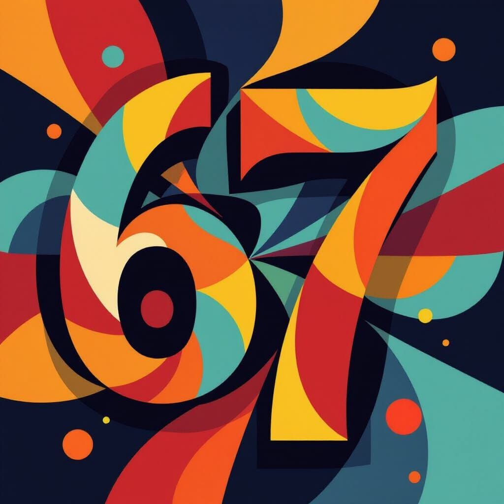 Vibrant Abstract Geometric Numbers 6 and 7