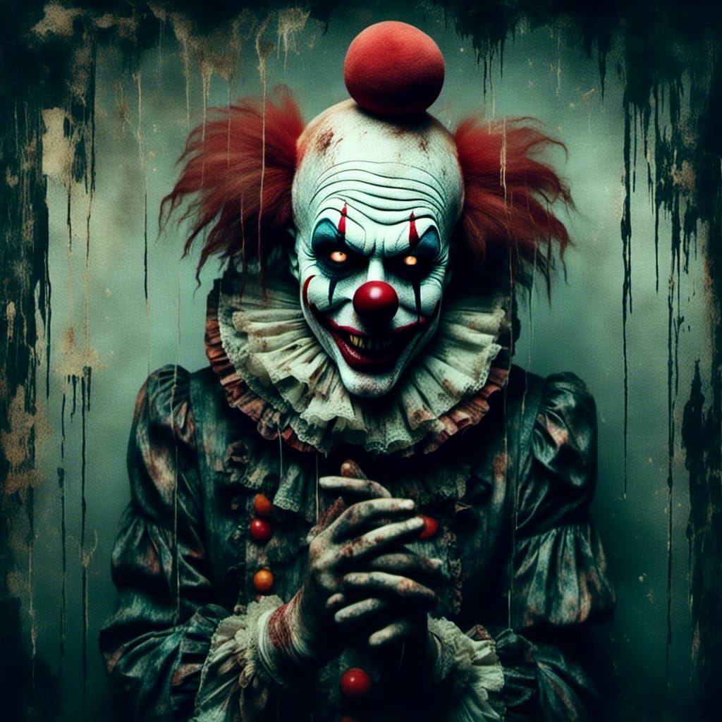 Evil Clown Reflection in Mixed Media Photography