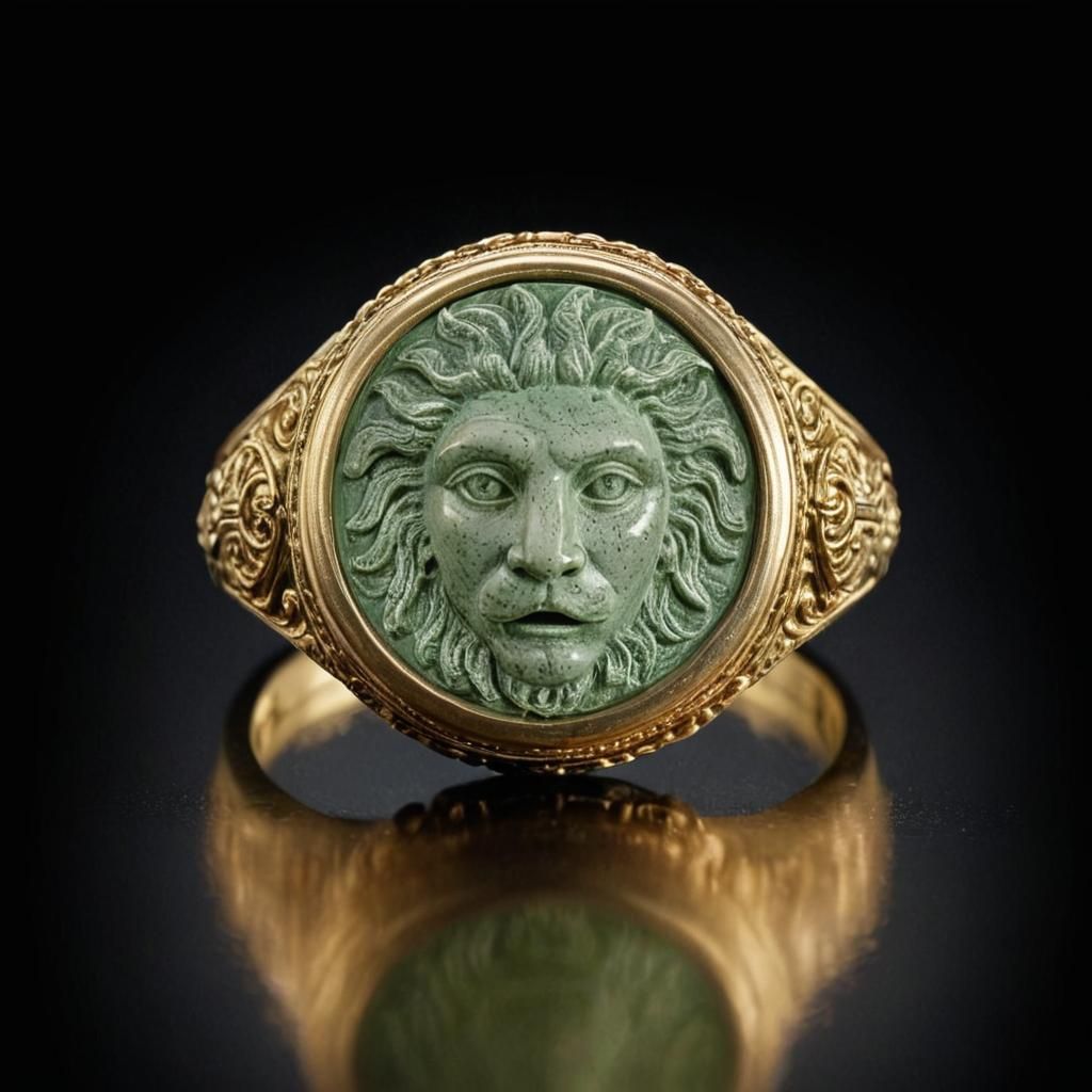 Roman Ring with Gorgon Engraving in Classical Style