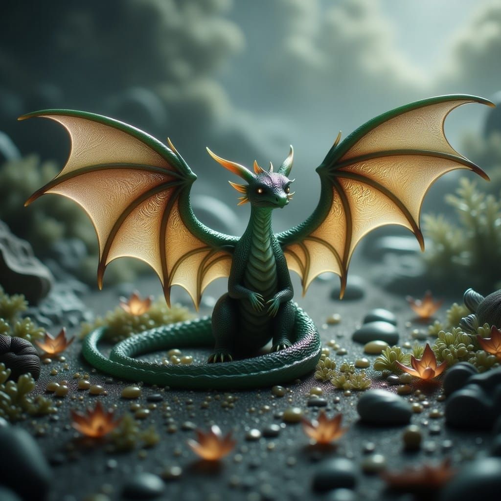 Glistening Dragon in Frosty Aesthetic