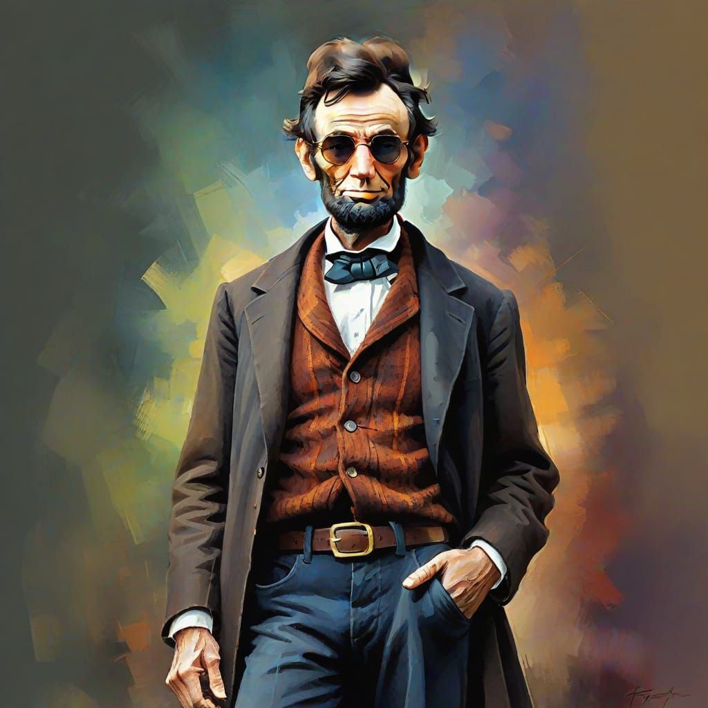 Abraham Lincoln as Colorful Impressionist Painting