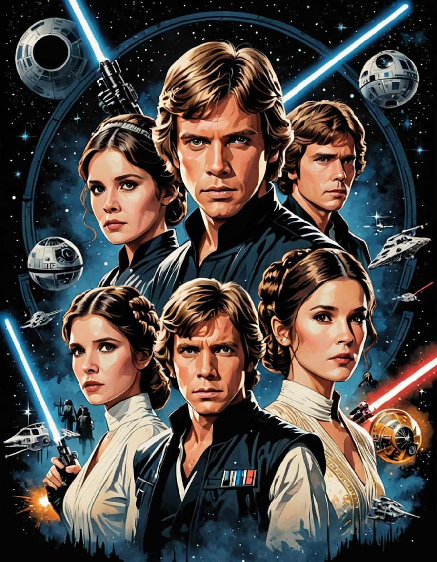 Retro Star Wars Movie Poster Illustration