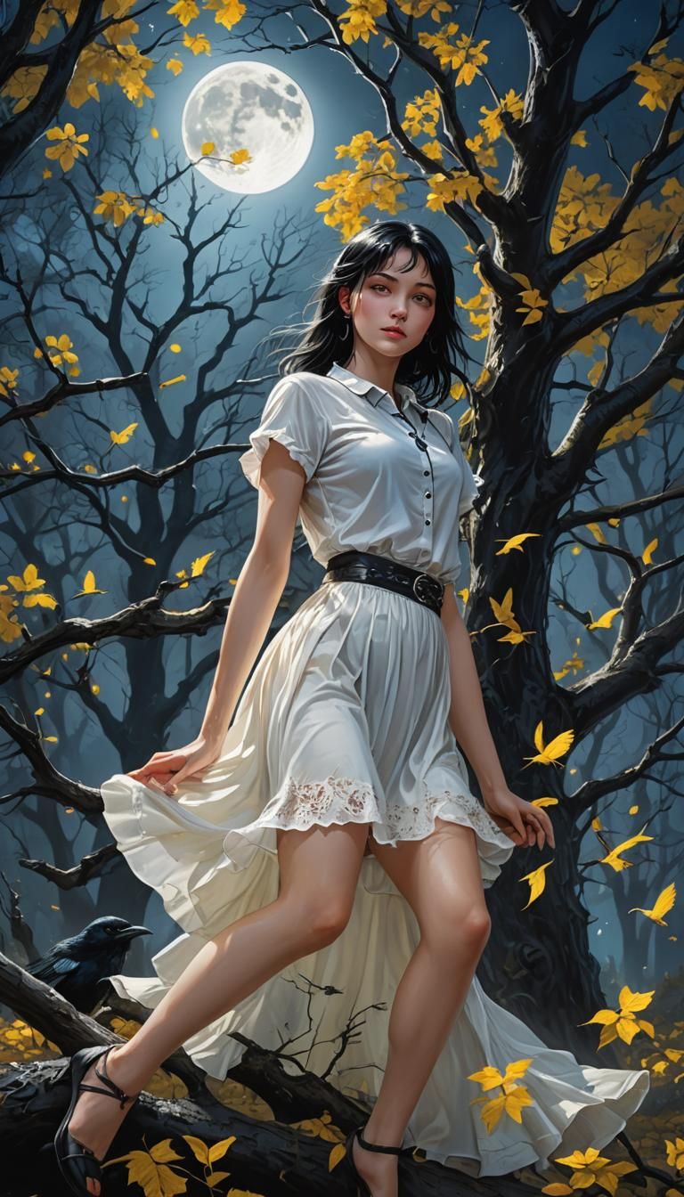 Fantasy Woman in Forest Clearing, Photorealistic Style