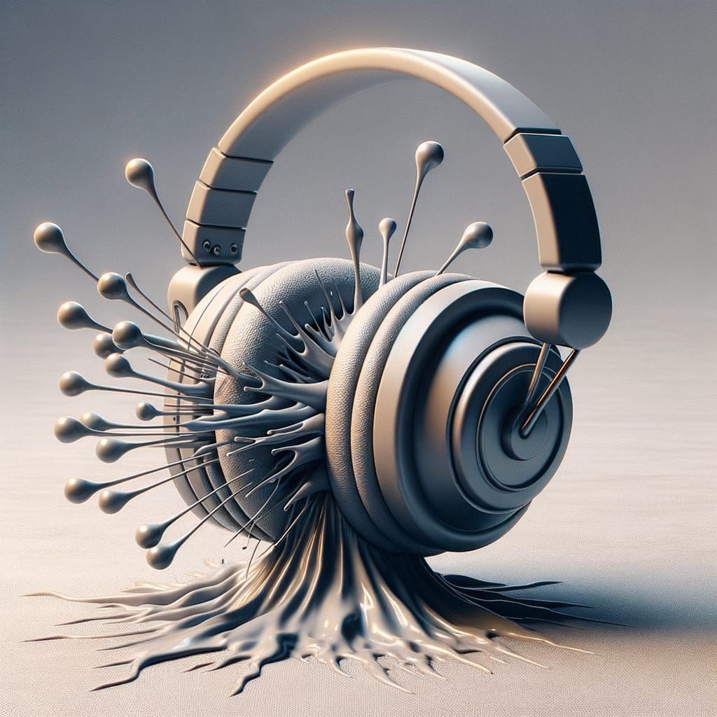 Surreal Headphones Pierce Abstract Object
