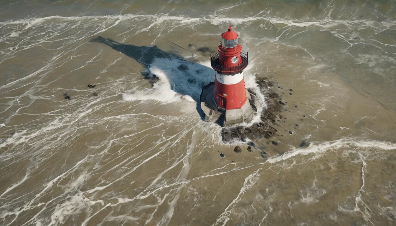 Hyperrealistic Lighthouse on a Colorful Beach