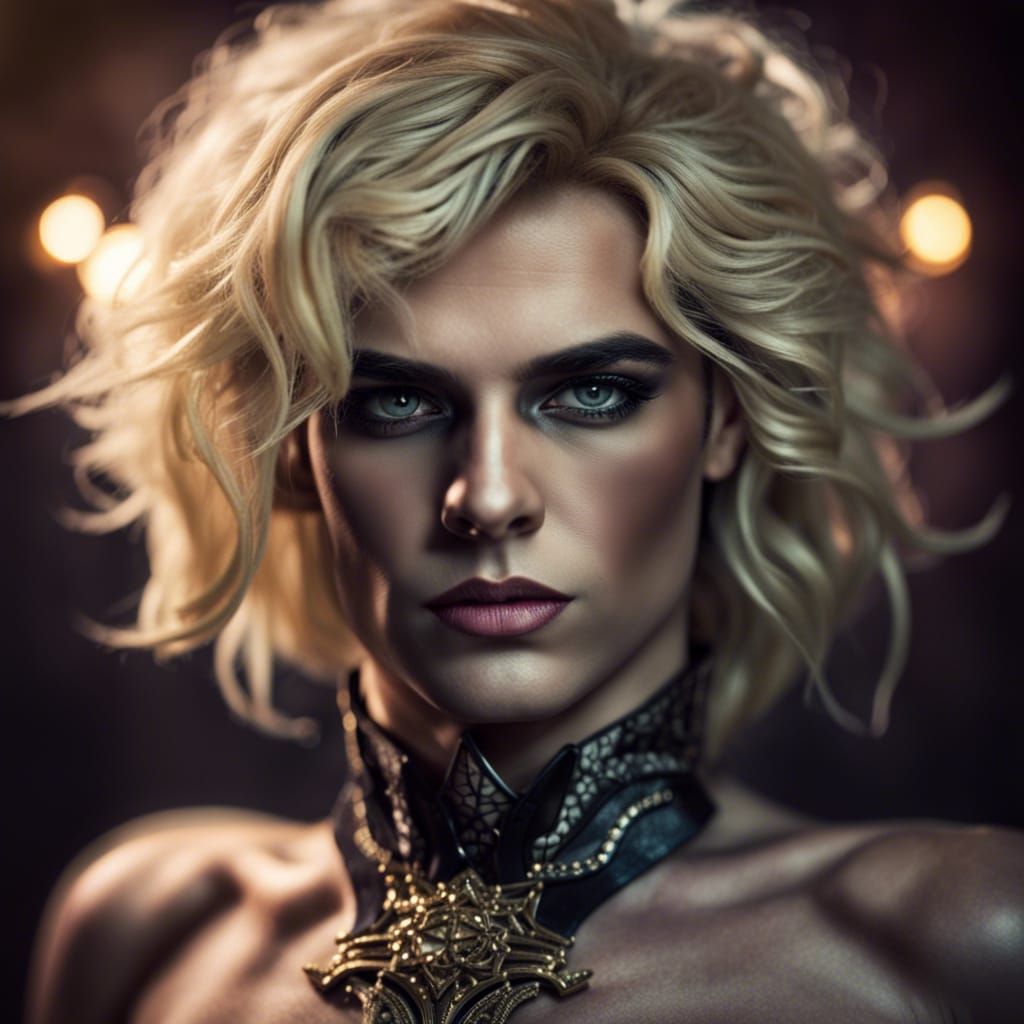Hyperrealistic Blonde Villain in Cinematic Style