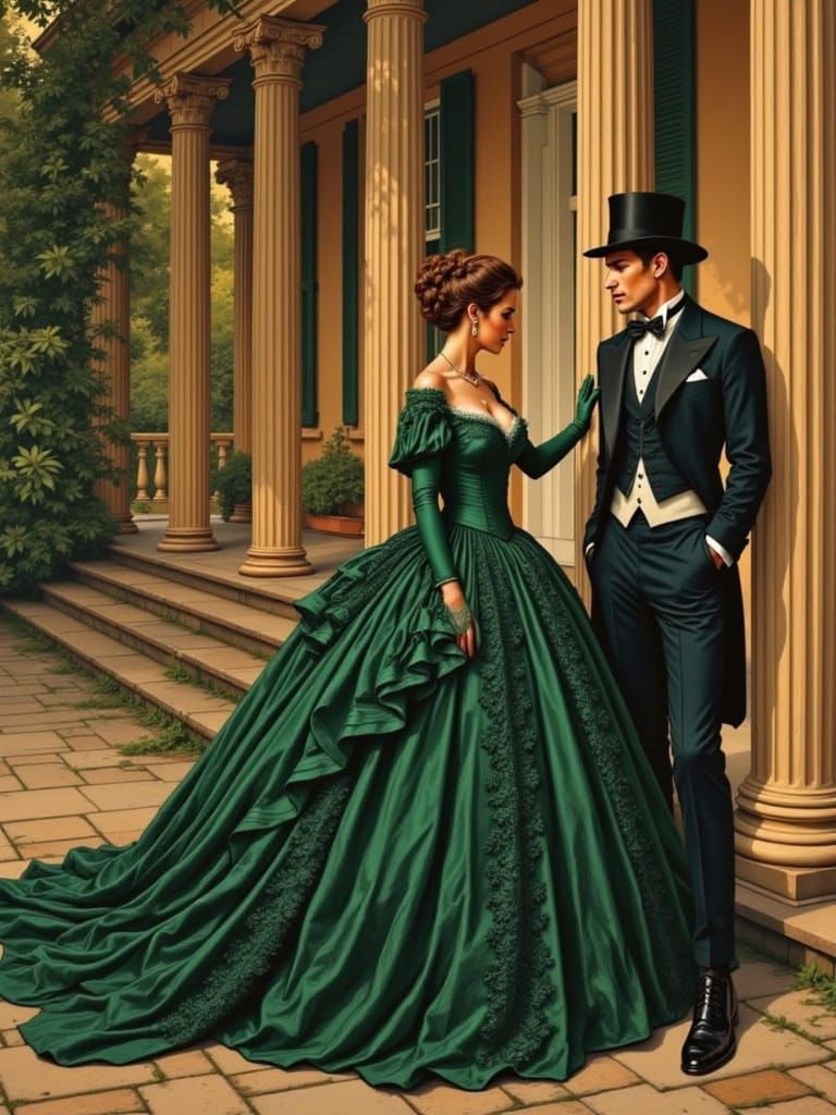 Scarlett and Rhett at Tara in Vintage Poster Style