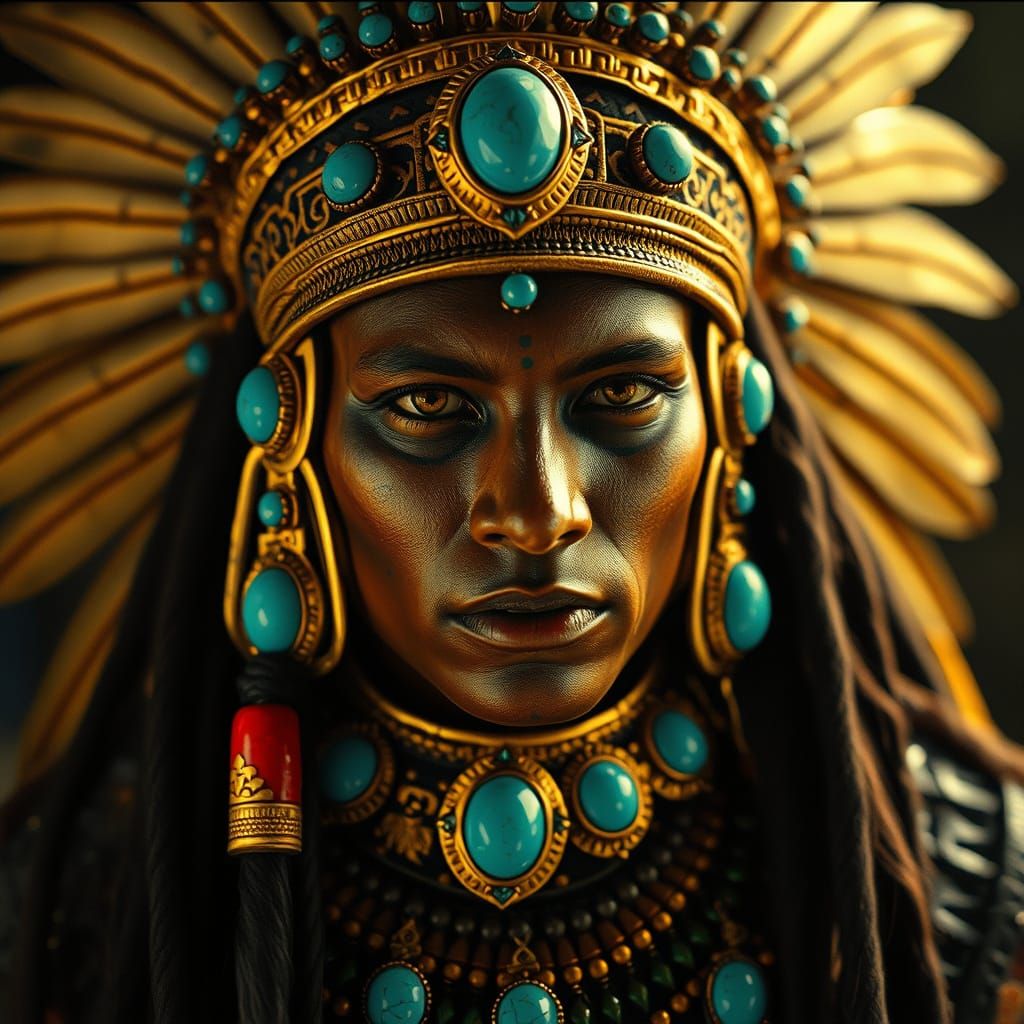 Mayan King in Regalia: A Cinematic Portrait