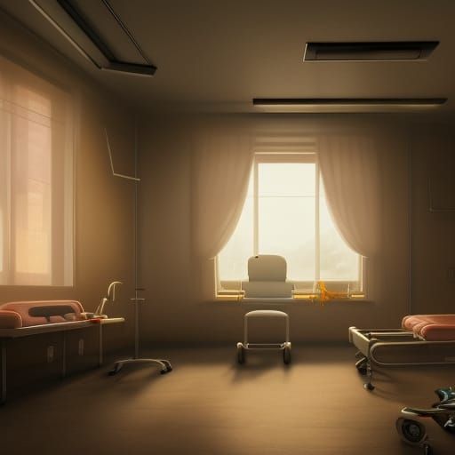 Modern Hospital Room in Detailed Matte Painting