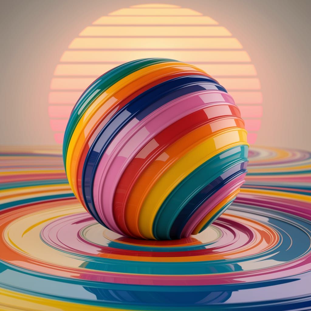 Vibrant Gumball in a Swirling Colorful Aura