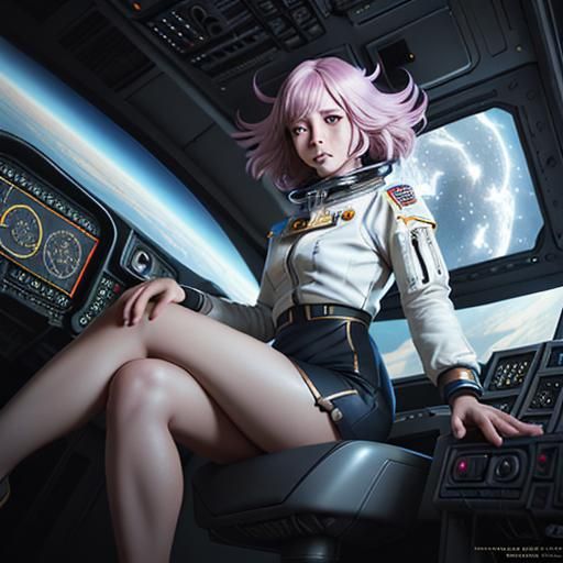 Anime Astronaut in Spaceship Cockpit