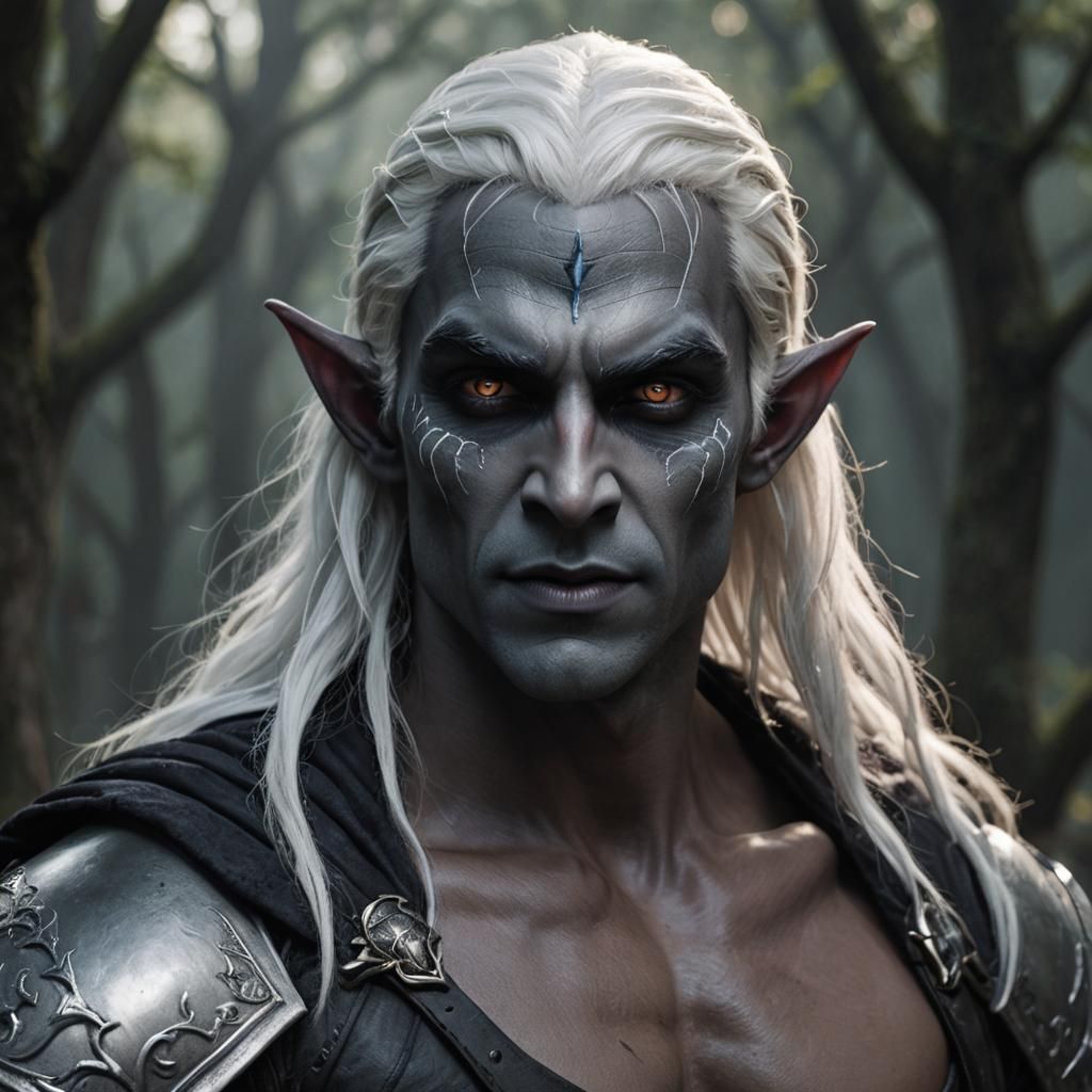 Sinister Drow Elf in Hyperrealistic Detail