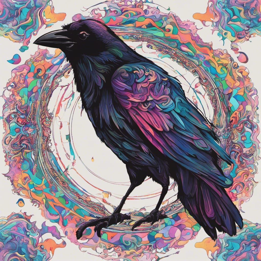 Psychedelic Crow: A Mesmerizing Vision