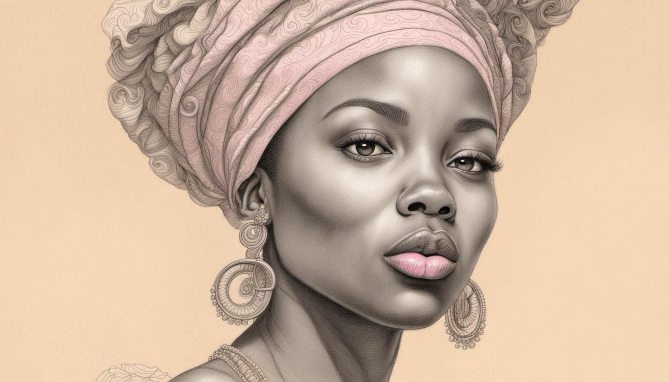 African American Woman: Detailed Pencil Sketch