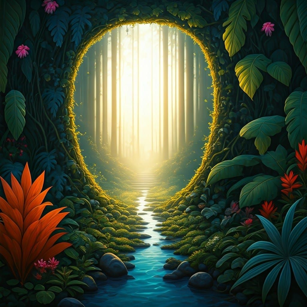 Enchanted Landscape Art in Romantic Realism Style