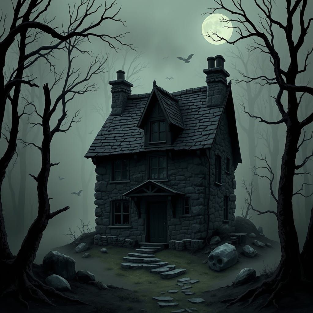 Eldritch Cottage Amidst Mysterious Fog
